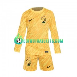 France Goalkeeper Home Football Shirts Yellowcolor Euro 2024 Kids SS