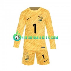 France Goalkeeper Hugo Lloris 1 Home Football Shirts Yellowcolor Euro 2024 Kids SS