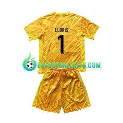 France Goalkeeper Hugo Lloris 1 Home Football Shirts Yellowcolor Euro 2024 Kids LS