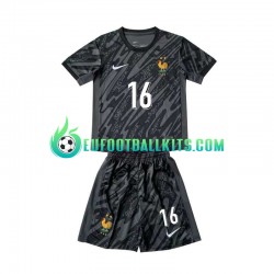 France Goalkeeper Mike Maignan 16 Away Football Shirts Blackcolor Euro 2024 Kids LS