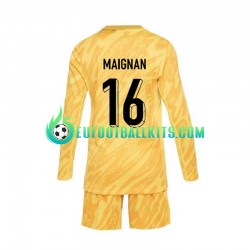 France Goalkeeper Mike Maignan 16 Home Football Shirts Yellowcolor Euro 2024 Kids SS