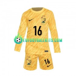 France Goalkeeper Mike Maignan 16 Home Football Shirts Yellowcolor Euro 2024 Kids SS