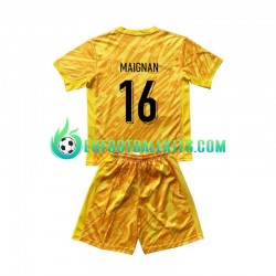 France Goalkeeper Mike Maignan 16 Home Football Shirts Yellowcolor Euro 2024 Kids LS