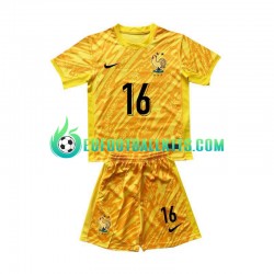 France Goalkeeper Mike Maignan 16 Home Football Shirts Yellowcolor Euro 2024 Kids LS