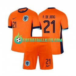 Netherlands Frenkie de Jong 21 Home Football Shirts Euro 2024 Kids LS