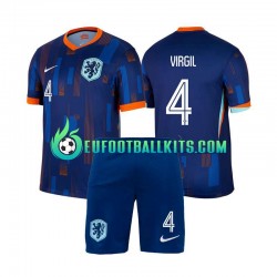 Netherlands Virgil van Dijk 4 Away Football Shirts Euro 2024 Kids LS