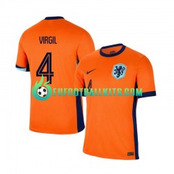 Netherlands Virgil van Dijk 4 Home Football Shirts Euro 2024 Men LS