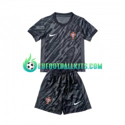 Portugal Goalkeeper Away Football Shirts Blackcolor Euro 2024 Kids LS