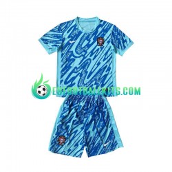 Portugal Goalkeeper Third Football Shirts Bluecolor Euro 2024 Kids LS