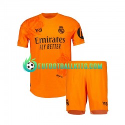 Real Madrid Goalkeeper Y3 orangecolor Third Football Shirts 2023-2024 Kids LS