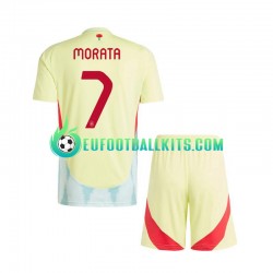 Spain Alvaro Morata 7 Away Football Shirts Euro 2024 Kids LS