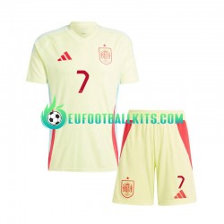 Spain Alvaro Morata 7 Away Football Shirts Euro 2024 Kids LS