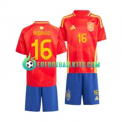 Spain Rodrigo 16 Home Football Shirts Euro 2024 Kids LS