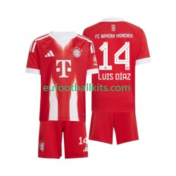 Bayern Munich Luis Diaz 14 Home Football Shirts 2025-2026 Kids LS