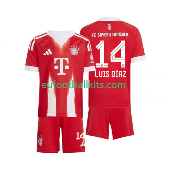 Bayern Munich Luis Diaz 14 Home Football Shirts 2025-2026 Kids LS