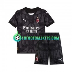 AC Milan Goalkeeper Home Football Shirts 2024-2025 Blackcolor Kids LS