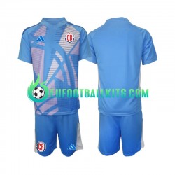 Costa Rica Goalkeeper Home Football Shirts 2024 Bluecolor Kids LS