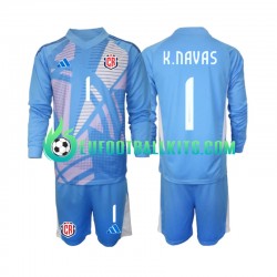 Costa Rica Goalkeeper Keylor Navas 1 Home Football Shirts 2024 Bluecolor Kids SS
