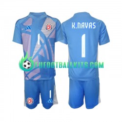 Costa Rica Goalkeeper Keylor Navas 1 Home Football Shirts 2024 Bluecolor Kids LS