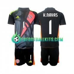 Costa Rica Goalkeeper Keylor Navas 1 Third Football Shirts 2024 Blackcolor Kids LS