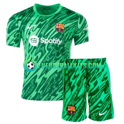 FC Barcelona Goalkeeper Home Football Shirts 2024-2025 Greencolor Kids LS