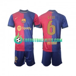 FC Barcelona UCL Font Gavi 6 Home Football Shirts 2024-2025 Kids LS