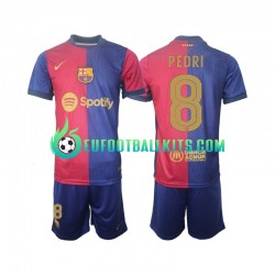 FC Barcelona UCL Font PEDRI 8 Home Football Shirts 2024-2025 Kids LS