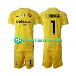 Inter Milan Goalkeeper Yann Sommer 1 Away Football Shirts 2024-2025 Kids LS