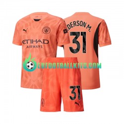 Manchester City Goalkeeper Ederson Moraes 31 Away Football Shirts 2024-2025 Kids LS