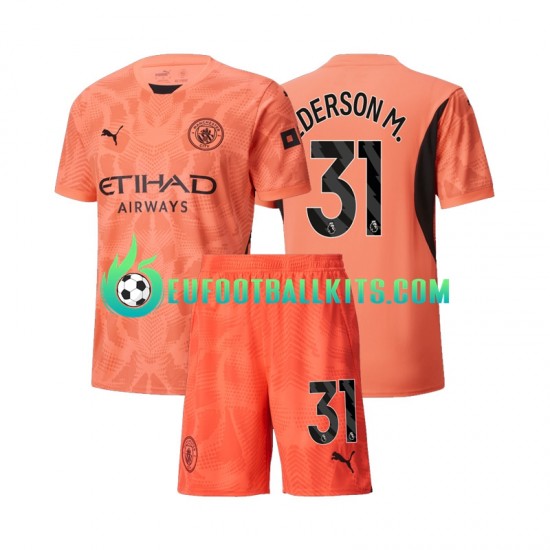 Manchester City Goalkeeper Ederson Moraes 31 Away Football Shirts 2024-2025 Kids LS