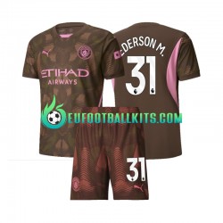Manchester City Goalkeeper Ederson Moraes 31 Home Football Shirts 2024-2025 Kids LS
