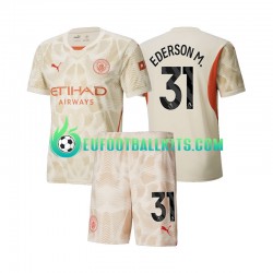 Manchester City Goalkeeper Ederson Moraes 31 Third Football Shirts 2024-2025 Kids LS