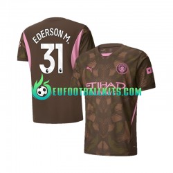 Manchester City Goalkeeper Ederson Moraes 31 Home Football Shirts 2024-2025 Men LS
