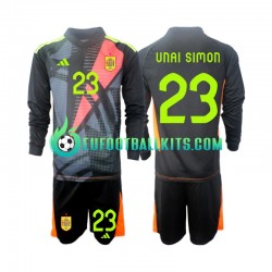Spain Goalkeeper Unai Simon 23 Away Football Shirts Euro 2024 Kids SS