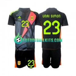 Spain Goalkeeper Unai Simon 23 Away Football Shirts Euro 2024 Kids LS