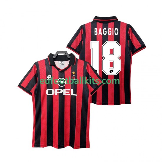 AC Milan BAGGIO 18 Retro Home Football Shirts 1995 1996 Men LS