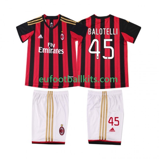 AC Milan BALOTELL 45 Retro Home Football Shirts 2013 2014 Kids LS