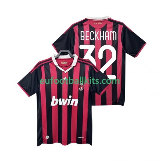 AC Milan BECKHAM 32 Retro Home Football Shirts 2009 2010 Men LS