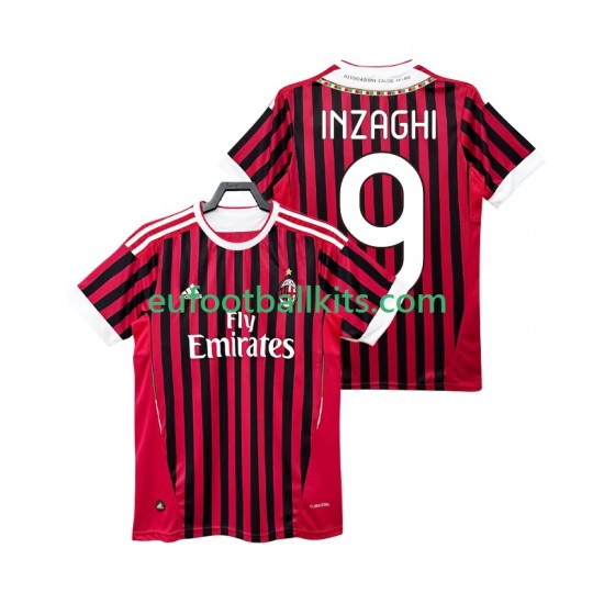 AC Milan INZAGHI 9 Retro Home Football Shirts 2011 2012 Men LS