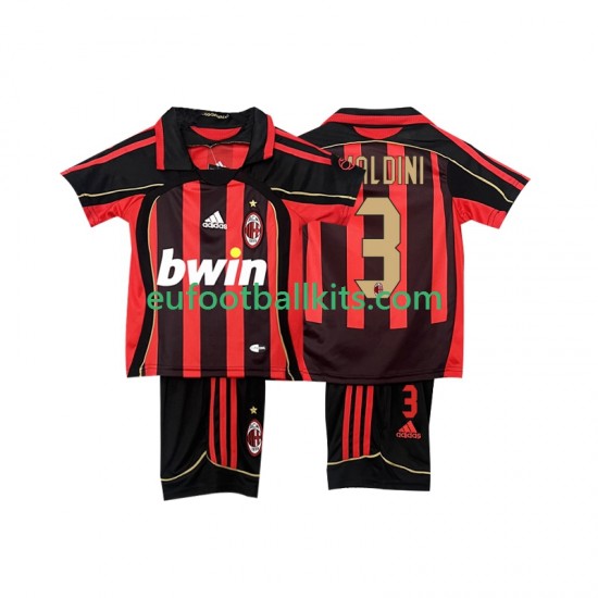 AC Milan MALDINI 3 Retro Home Football Shirts 2006 2007 Kids LS