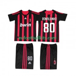 AC Milan RONALDINHO 80 Retro Home Football Shirts 2008 2009 Kids LS
