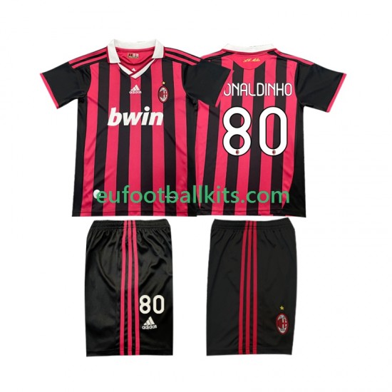 AC Milan RONALDINHO 80 Retro Home Football Shirts 2009 2010 Kids LS