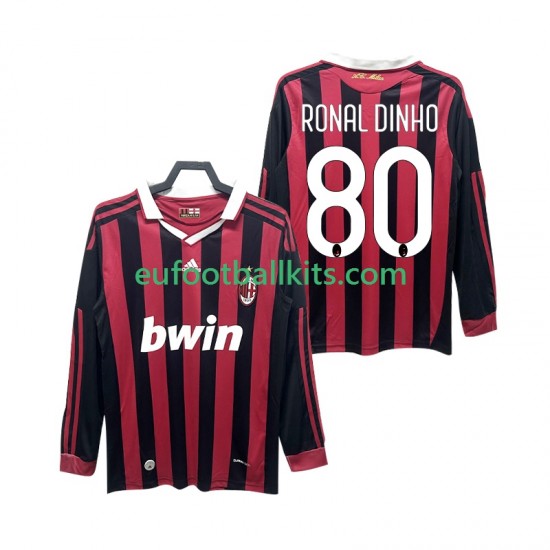 AC Milan RONALDINHO 80 Retro Home Football Shirts 2009 2010 Men SS
