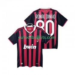 AC Milan RONALDINHO 80 Retro Home Football Shirts 2009 2010 Men LS