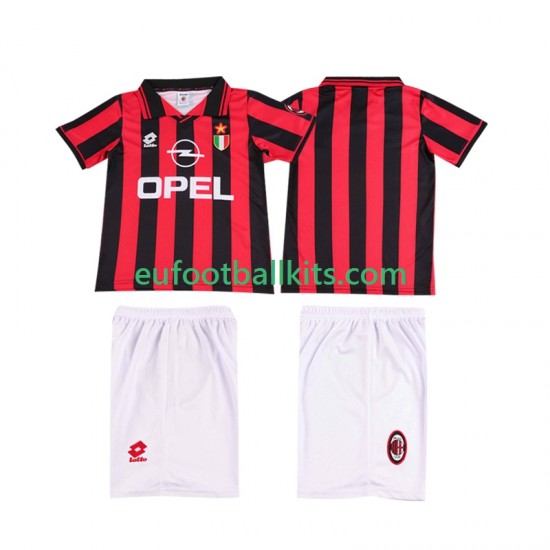 AC Milan Retro Home Football Shirts 1996 1997 Kids LS