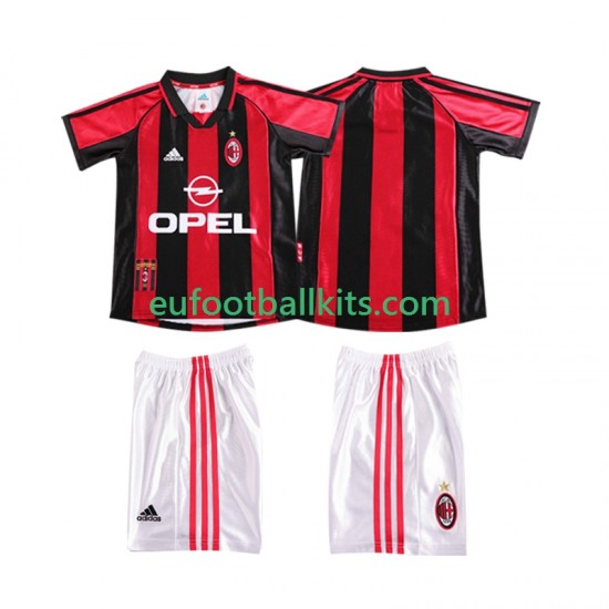 AC Milan Retro Home Football Shirts 1998 1999 Kids LS