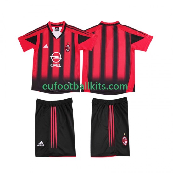 AC Milan Retro Home Football Shirts 2004 2005 Kids LS