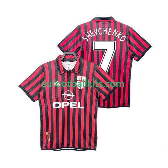 AC Milan SHEVCHENKO 7 Retro Home Football Shirts 1999 2000 Men LS