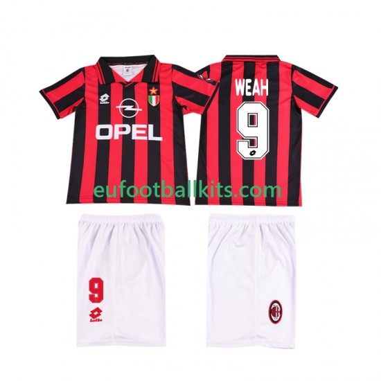 AC Milan WEAH 9 Retro Home Football Shirts 1996 1997 Kids LS