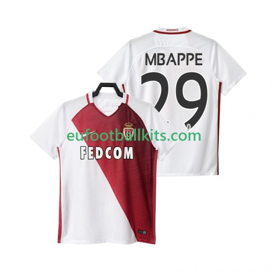 AS Monaco Mbappe 29 Home Football Shirts 2016 2017 Men LS